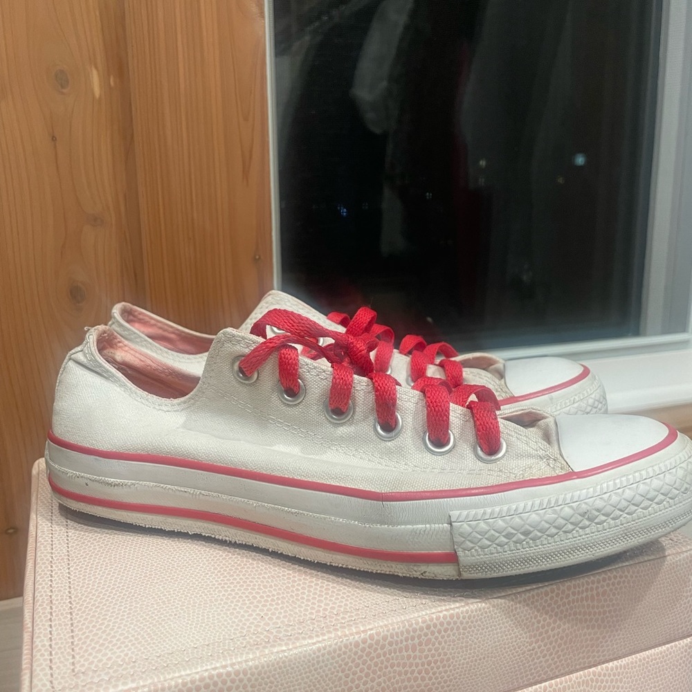 Converse with cherry laces and double tongue